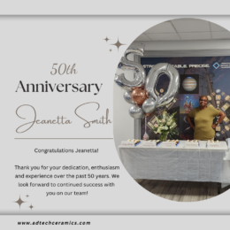 AdTech Ceramics employee Jeanetta Smith celebrates 50 years with company!